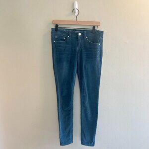 Indigo Rein Teal Corduroy Skinny Pants Size 5 Cords Cotton Blend Pockets Blue